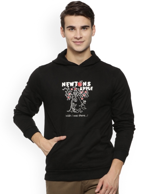 

Campus Sutra Men Black Printed Hooded Sweatshirt