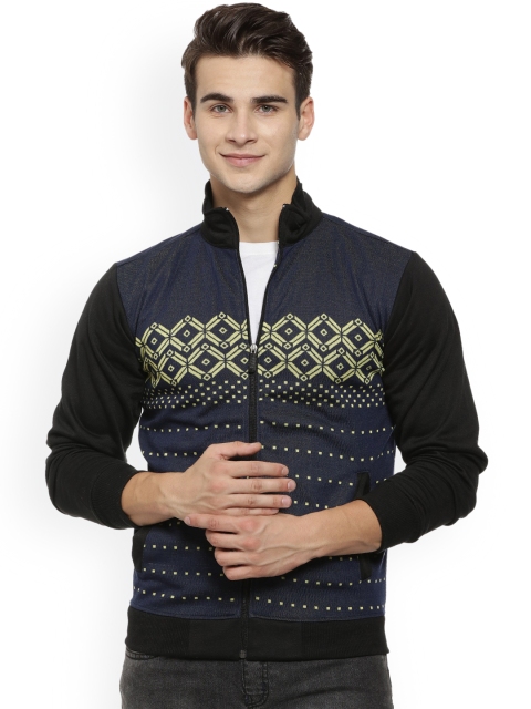 

Campus Sutra Men Blue & Black Self Design Sweatshirt