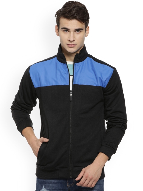 

Campus Sutra Men Black & Blue Colourblocked Bomber