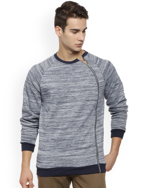 

Campus Sutra Men Blue Self Design Sweatshirt