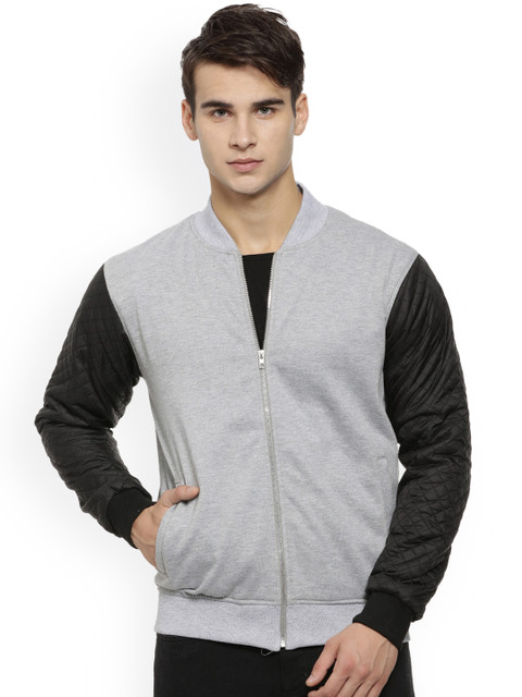 

Campus Sutra Men Grey & Black Colourblocked Bomber
