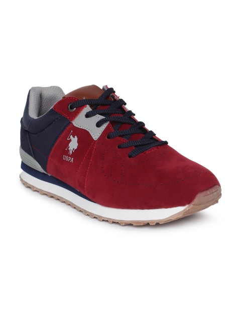 

U.S. Polo Assn. Men Red & Navy Blue Colourblocked Tabor Sneakers