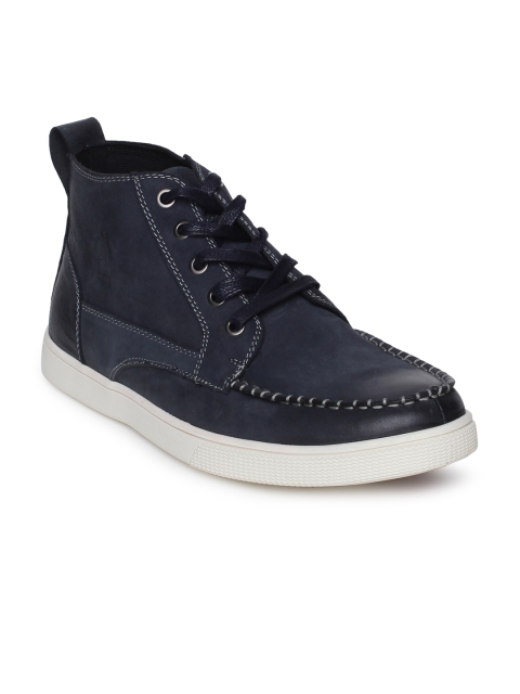 

U.S. Polo Assn. Men Navy Blue Solid Mid-Top Sneakers