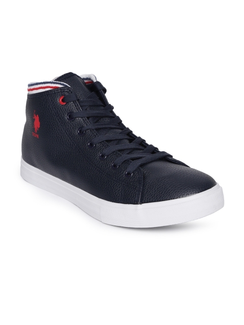 

U.S. Polo Assn. Men Navy Blue Solid Mid-Top Flat Boots