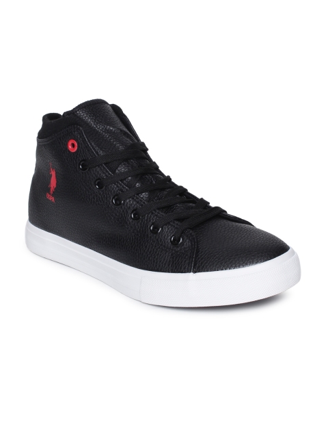 

U.S. Polo Assn. Men Black Solid Mid-Top Sneakers