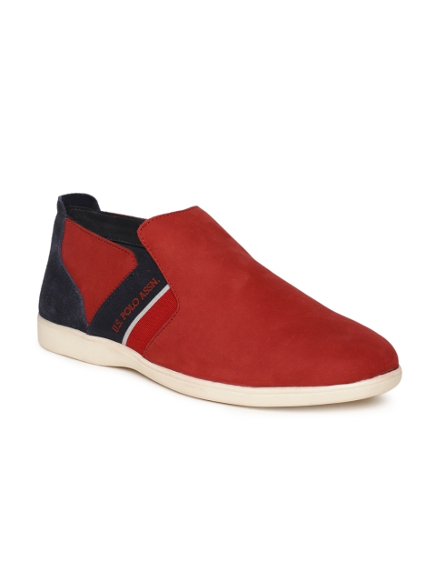 

U.S. Polo Assn. Men Red & Navy Blue ABACO Suede Slip-On Sneakers