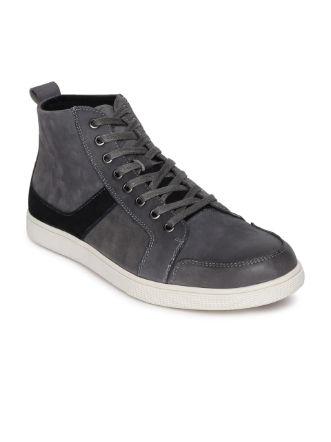 

U.S. Polo Assn. Men Grey Solid Mid-Top Sneakers