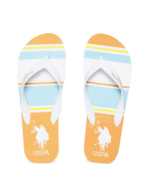 

U.S. Polo Assn. Men White & Orange Striped Thong Flip-Flops