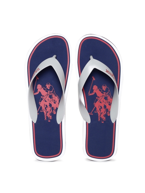 

U.S. Polo Assn. Men Grey & Navy Blue Printed Thong Flip-Flops