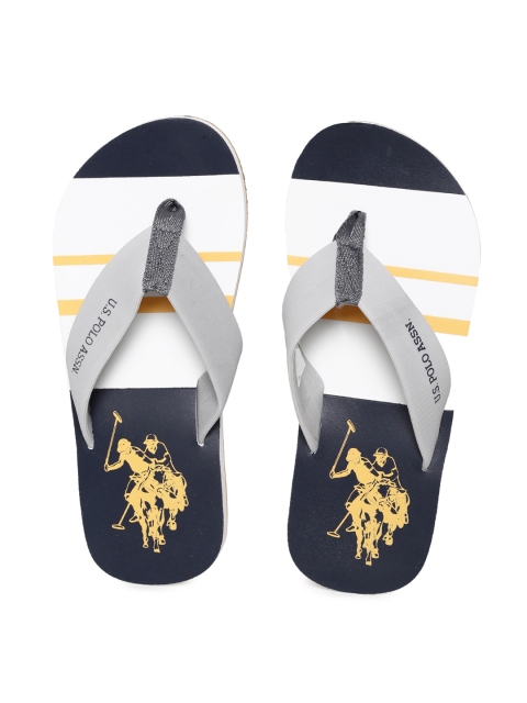 

U.S. Polo Assn. Men Grey & White Striped Thong Flip-Flops