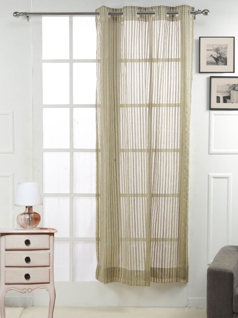 

Skipper Furnishings Beige Single Striped Sheer Extra Long Door Curtain