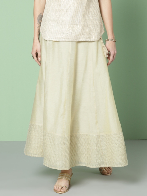 

House of Pataudi Women Beige Ethnic Solid Skirt