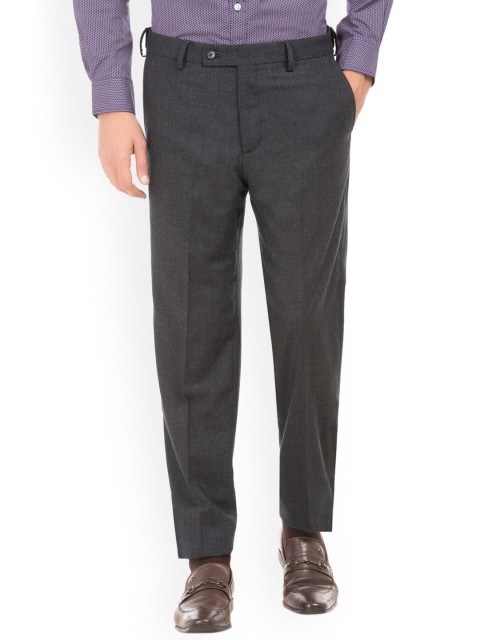 

Arrow Men Grey & Grey Regular Fit Solid Formal Trousers