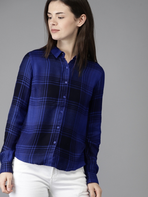 

Moda Rapido Women Blue Regular Fit Checked Casual Shirt