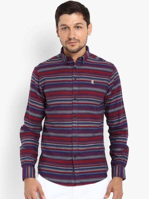 

Red Tape Men Red & Navy Blue Striped Casual Shirt