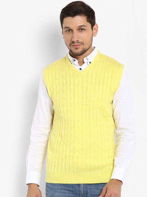 

Red Tape Men Yellow Cable Knit Pattern Sweater Vest