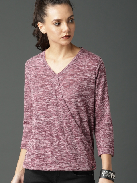 

Roadster Women Burgundy Solid Wrap Top