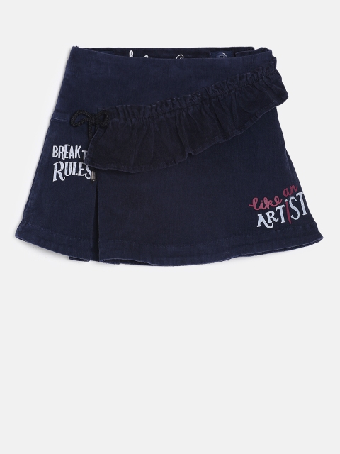 

UFO Girls Navy Blue Printed Skirt