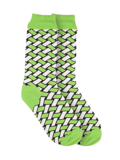 

The Tie Hub Men Green & White Patterned Above Ankle-Length Socks