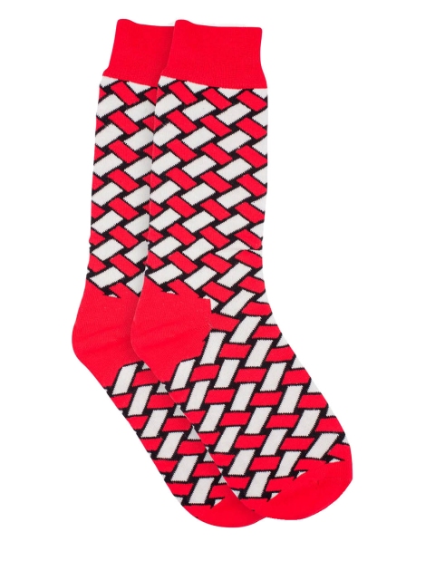 

The Tie Hub Men Red & White Self-Design Above Ankle-Length Socks