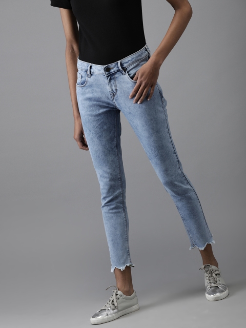 

Moda Rapido Women Blue Ankle Skinny Fit Mid-Rise Clean Look Stretchable Cropped Jeans