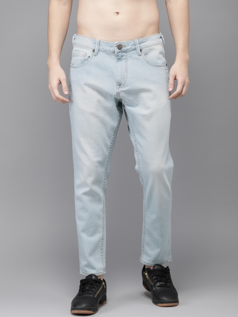 

HERE&NOW Men Blue Cropped Slim Tapered Fit Mid-Rise Clean Look Stretchable Jeans