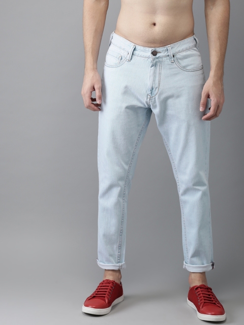 

HERE&NOW Men Blue Skinny Fit Mid-Rise Clean Look Stretchable Cropped Jeans