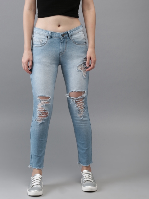 

Moda Rapido Women Blue Skinny Fit Mid-Rise Mildly Distressed Stretchable Cropped Jeans