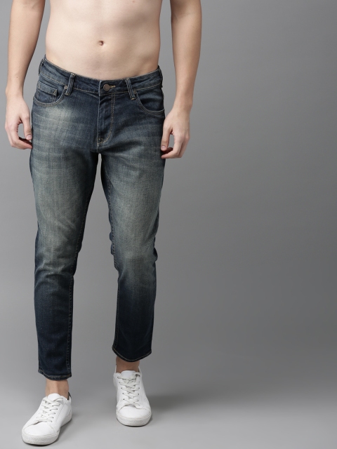 

HERE&NOW Men Blue Slim Fit Mid-Rise Clean Look Stretchable Cropped Jeans