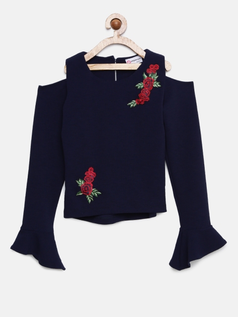 

Peppermint Girls Navy Blue Solid Top