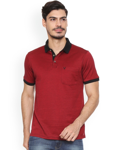 

Allen Solly Men Red Self Design Polo Collar T-shirt
