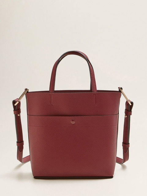 

MANGO Maroon Solid Handheld Bag with Detachable Sling Strap