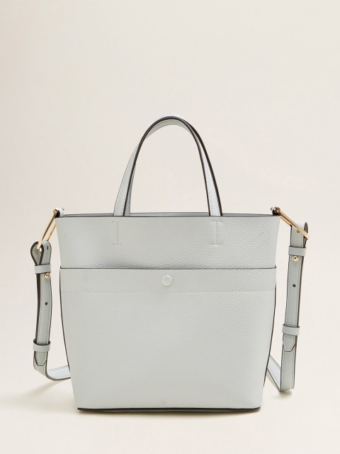 

MANGO Blue Solid Handheld Bag with Detachable Sling Strap