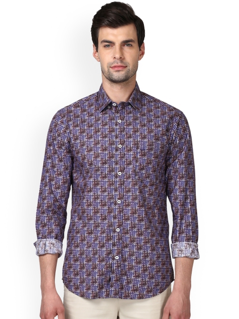 

ColorPlus Men Brown & Purple Tailored Fit Printed Casual Shirt