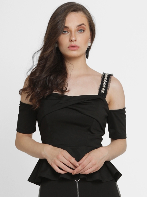 

Kazo Women Black Solid Peplum Top