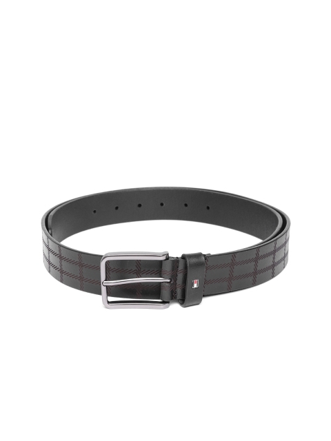 

Tommy Hilfiger Men Black Leather Textured Belt