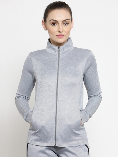 

BUKKUM Women Silver Coloured Solid Sweatshirt