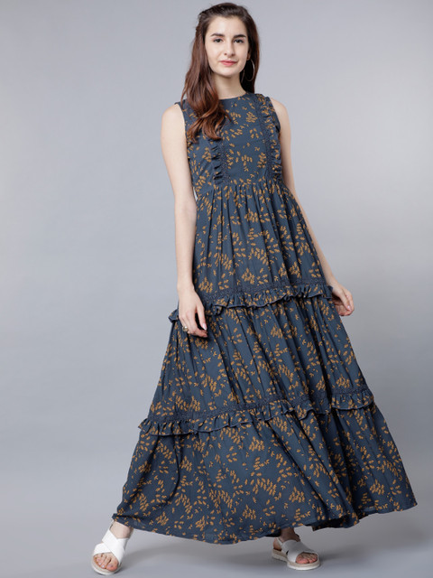 

Tokyo Talkies Women Navy Blue Printed Maxi Dress