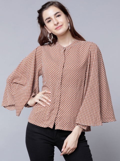 

Tokyo Talkies Women Brown Printed Shirt Style Top