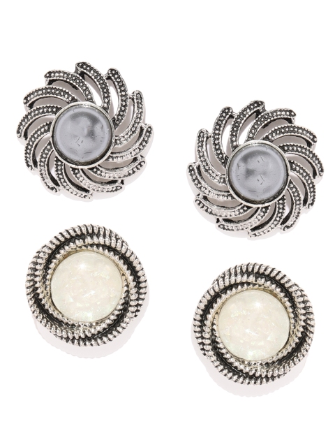 

ToniQ Set of 2 Silver-Toned Circular Studs