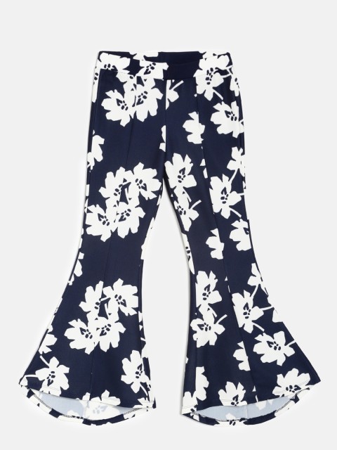 

Peppermint Girls Navy Blue Printed Wide Leg Palazzos
