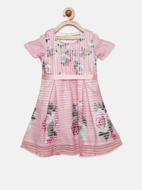 

Peppermint Girls Pink Printed Fit and Flare Dress