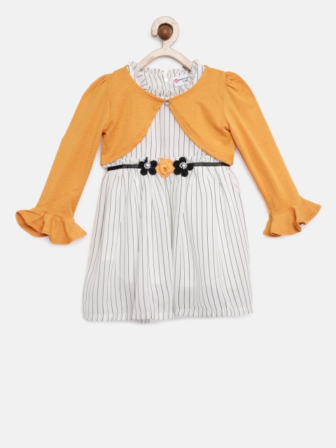 

Peppermint Girls White & Black WINTER RUSH Striped Fit and Flare Dress
