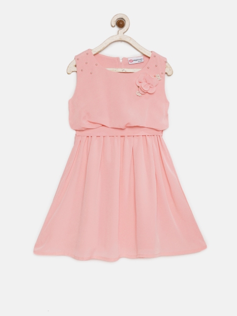 

Peppermint Girls Peach-Coloured Embellished Fit and Flare Dress