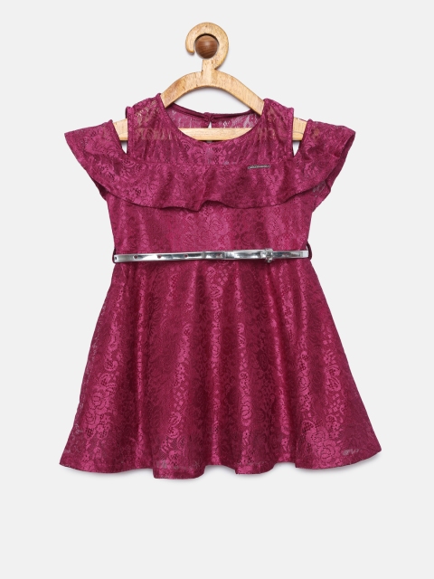 

Peppermint Girls Magenta Solid Fit and Flare Dress