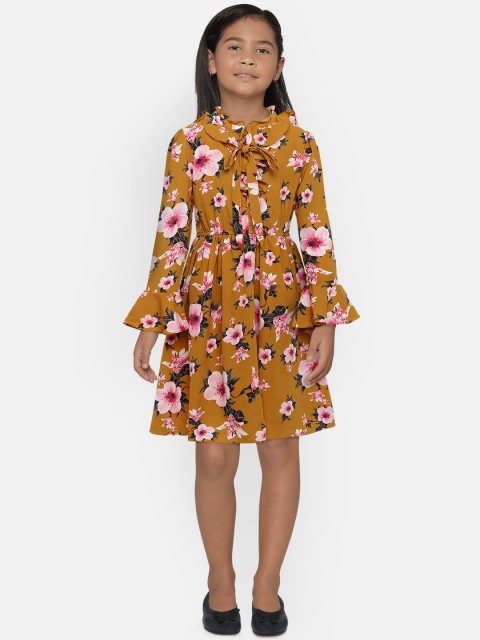 

Peppermint Girls Yellow Printed A-Line Dress