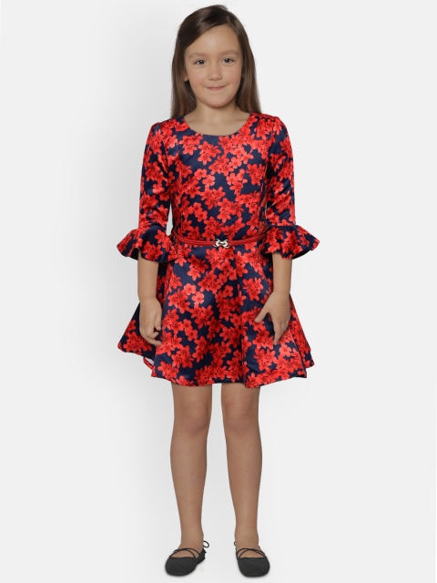 

Peppermint Girls Red & Navy Blue A-Line Dress
