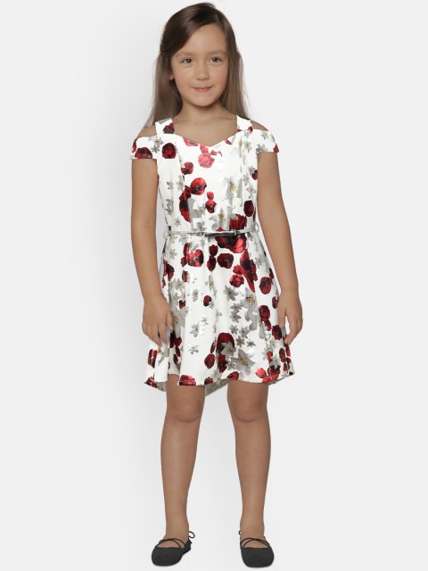 

Peppermint Girls White & Red Fit and Flare Dress