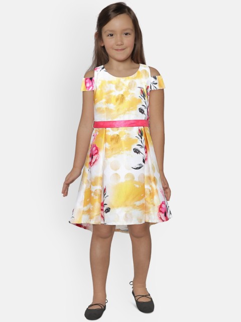 

Peppermint Girls Mustard & Pink Fit and Flare Dress