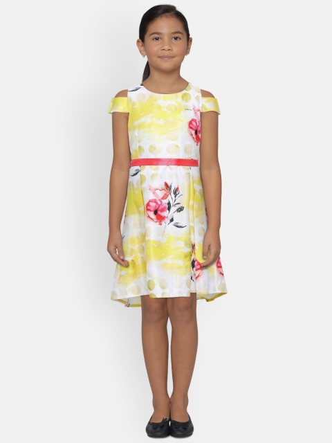 

Peppermint Girls Yellow & White Fit and Flare Dress